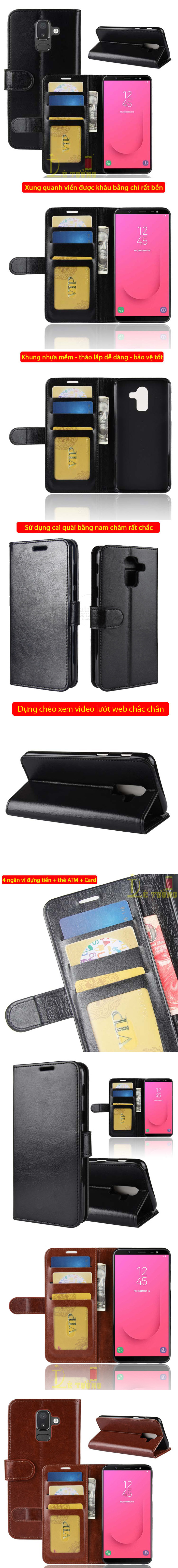 Bao da Galaxy J8 2018 LT Wallet Leather dạng ví đa năng - khung mềm 4
