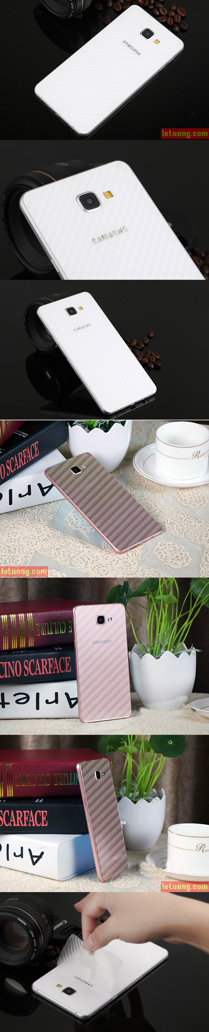 Miếng dán full mặt lưng Galaxy A9 Pro vân Carbon trong suốt 1