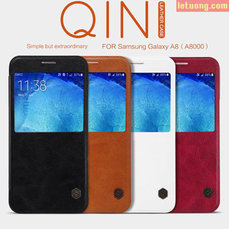 Bao da Galaxy A8 Nillkin Qin Leather View, bền bỉ sang trọng 1