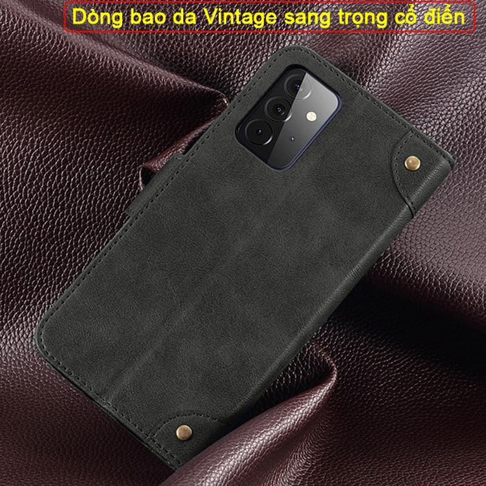 Bao da Galaxy A72 5G iDewei Wallet Vintage Sang Trọng - Cổ điển
