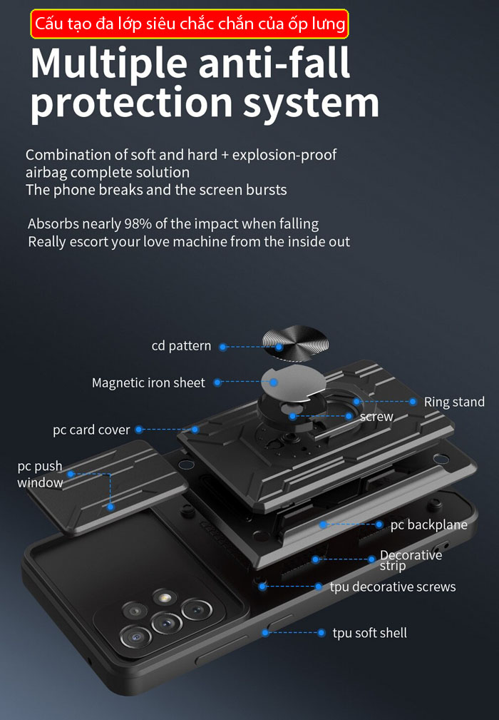 Ốp lưng Samsung A73 5G LT Hybrid Armor Card chống sốc đa năng
