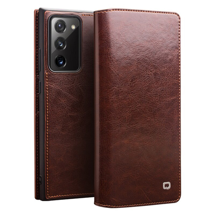 Bao da Note 20 Ultra / Note 20 Ultra 5G Qialino Classic Leather Wallet da thật Hanmade