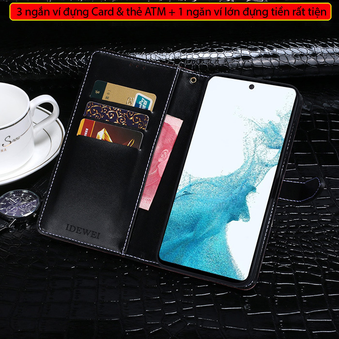 Bao da Galaxy A53 5G LT Flip Wallet Crocodile vân cá sấu