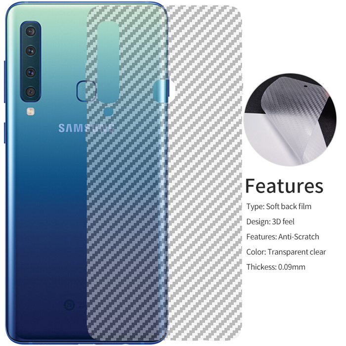 Miếng dán mặt lưng Galaxy A9 2018 vân carbon trong suốt - chống vân tay