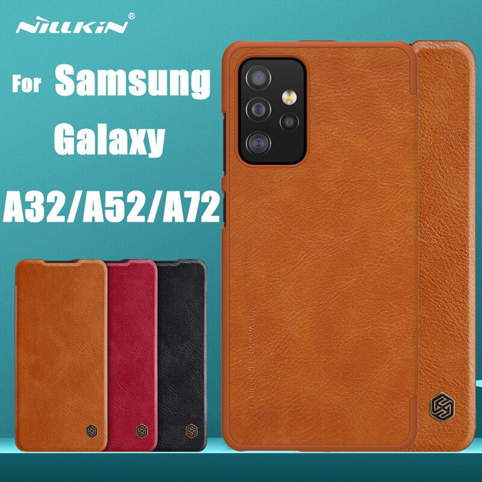 Bao da Samsung Galaxy A52, A52 5G, A52s 5G Nillkin Qin Leather vân gỗ - cổ điển