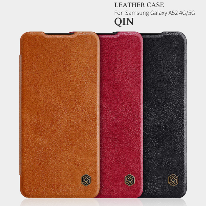 Bao da Samsung Galaxy A52, A52 5G Nillkin Qin Leather vân gỗ - cổ điển