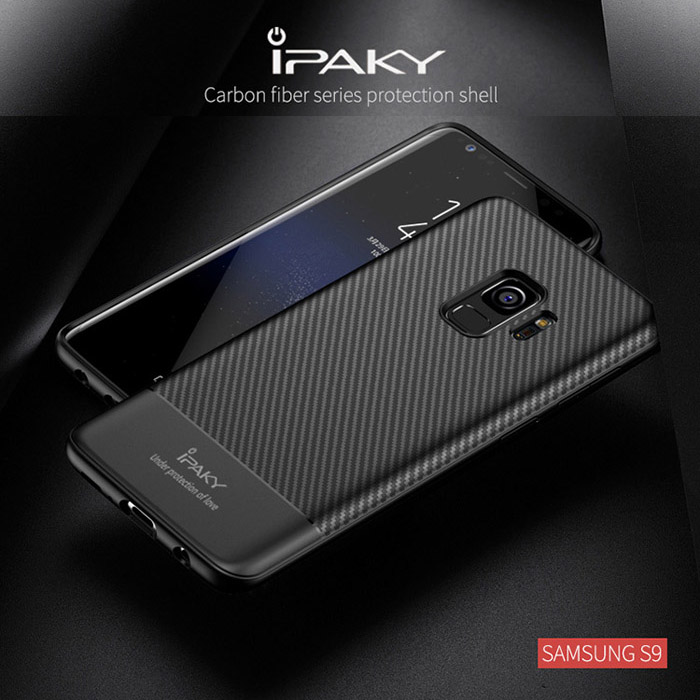 Ốp lưng Samsung Galaxy S9 Ipaky Carbon Fiber chống vân tay - tặng dán lưng Carbon