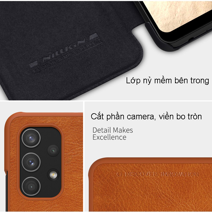 Bao da Samsung Galaxy A32 4G Nillkin Qin Leather vân gỗ - cổ điển