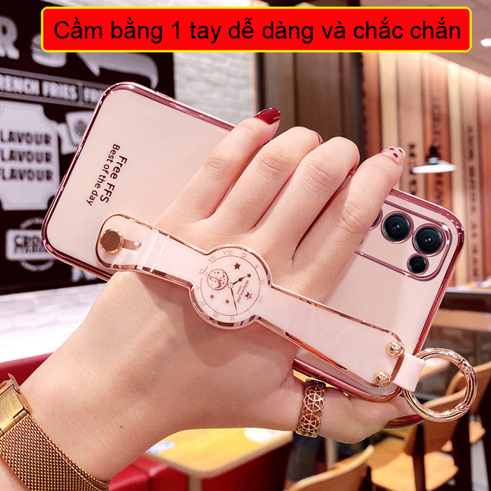 Ốp lưng Oppo Reno 5 LT Plating Fullcolor + Dây đeo thời trang