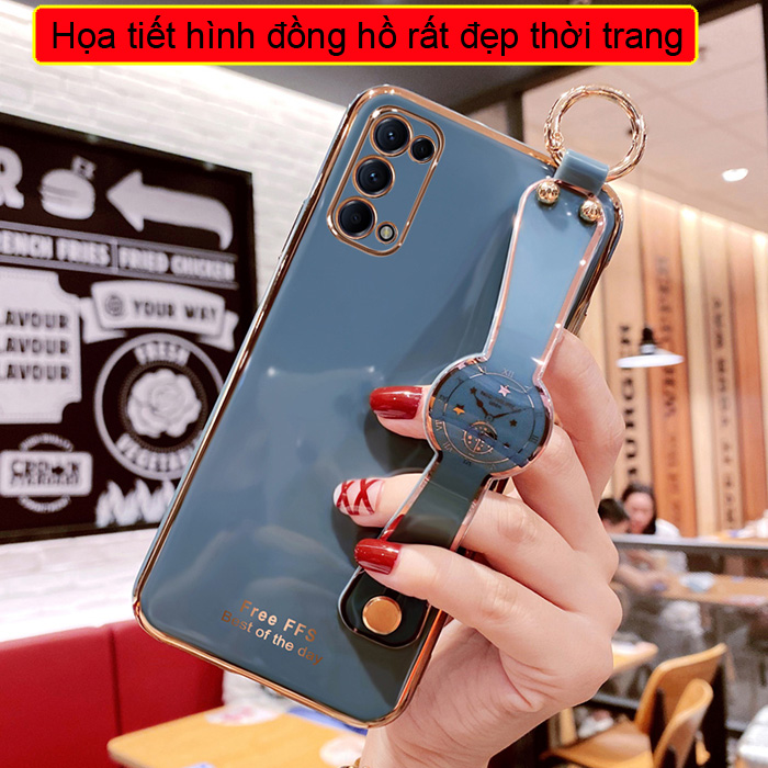 Ốp lưng Oppo Reno 5 LT Plating Fullcolor + Dây đeo thời trang