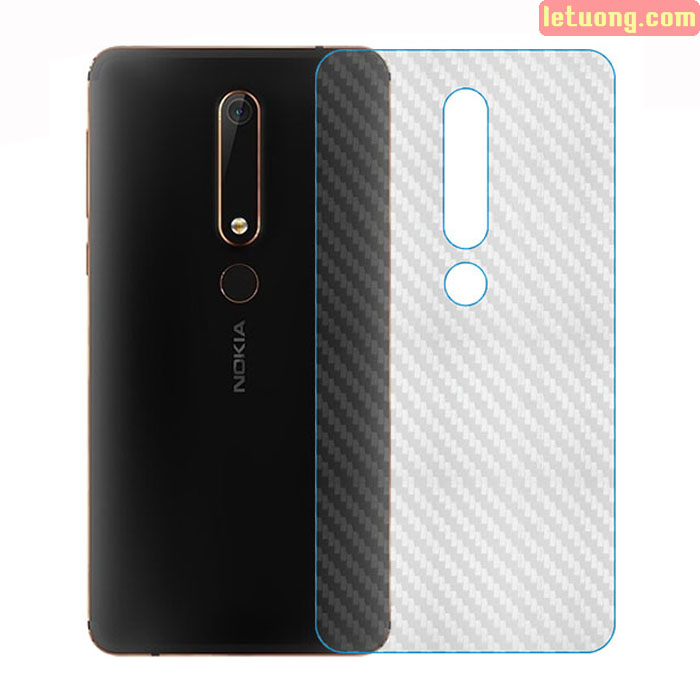 Miếng dán mặt lưng Nokia 6 New 2018 vân carbon - chống vân tay