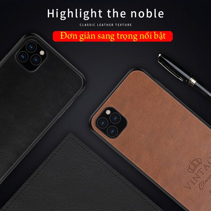 Ốp lưng iPhone 11 Pro Max Pinwuyo Vintage Leather lưng da