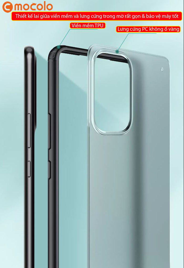 Ốp lưng Samsung A73 5G Mocolo Hybrid Matte trong mờ