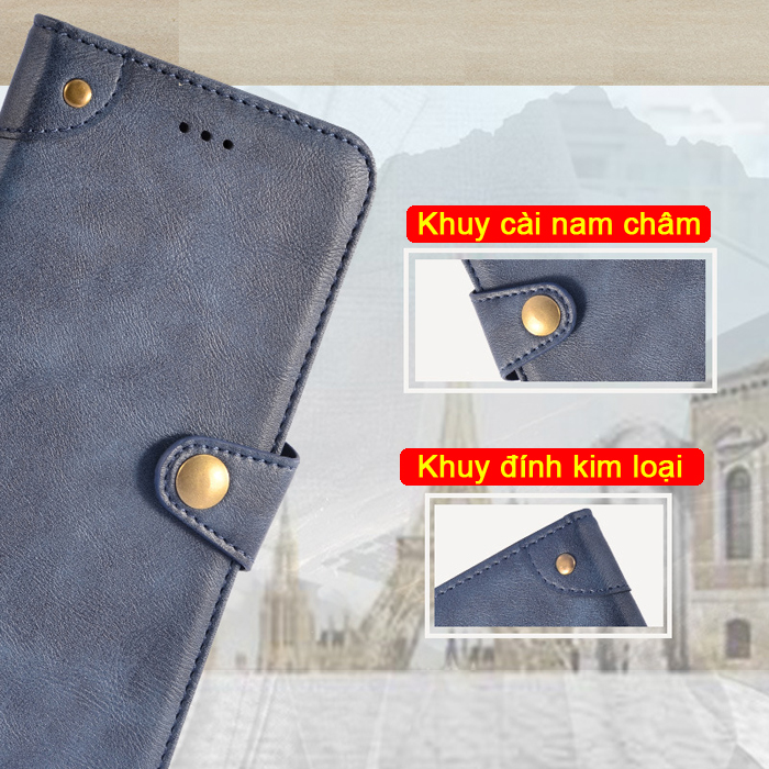 Bao da Oppo Reno 5 iDewei Wallet Vintage Sang Trọng - Cổ điển