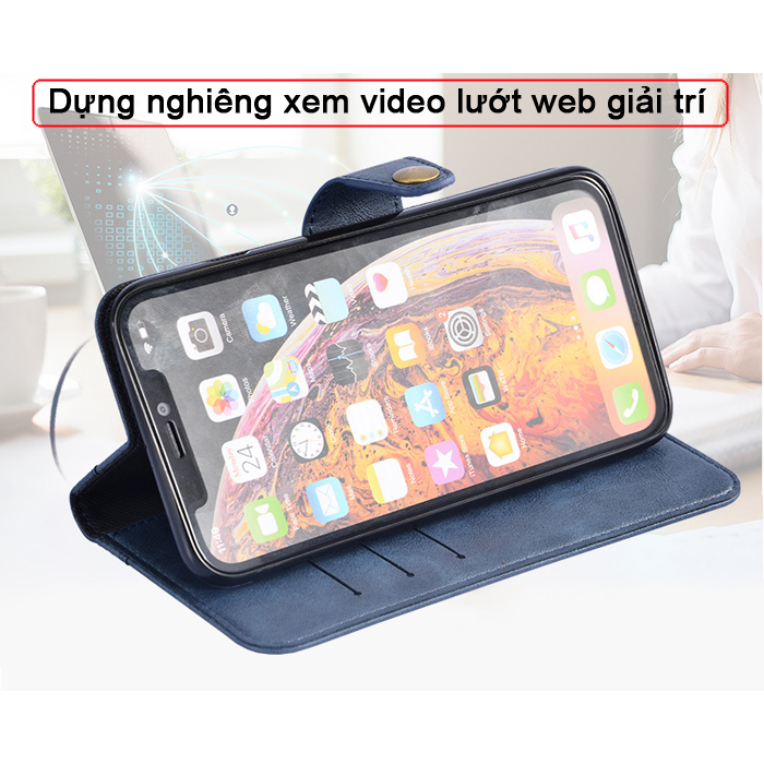 Bao da Oppo Reno 5 iDewei Wallet Vintage Sang Trọng - Cổ điển