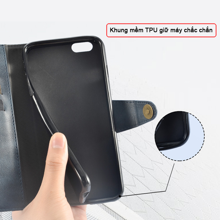 Bao da Oppo Reno 5 iDewei Wallet Vintage Sang Trọng - Cổ điển