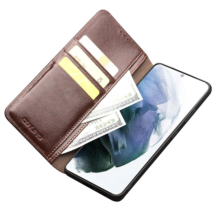 Bao da Galaxy S21 Plus 5G Qialino Classic Leather Wallet da thật Hanmade