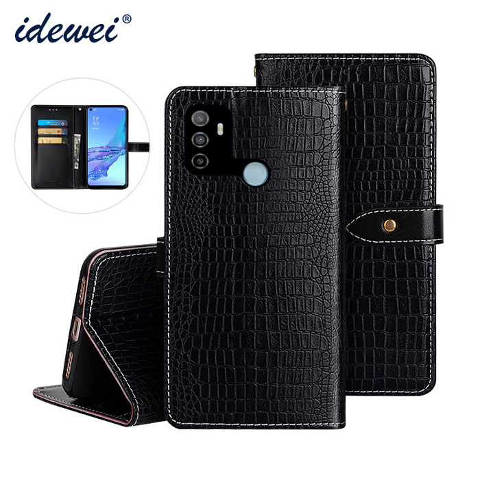 Bao da Oppo A53 iDewei Flip Wallet Crocodile vân cá sấu 4