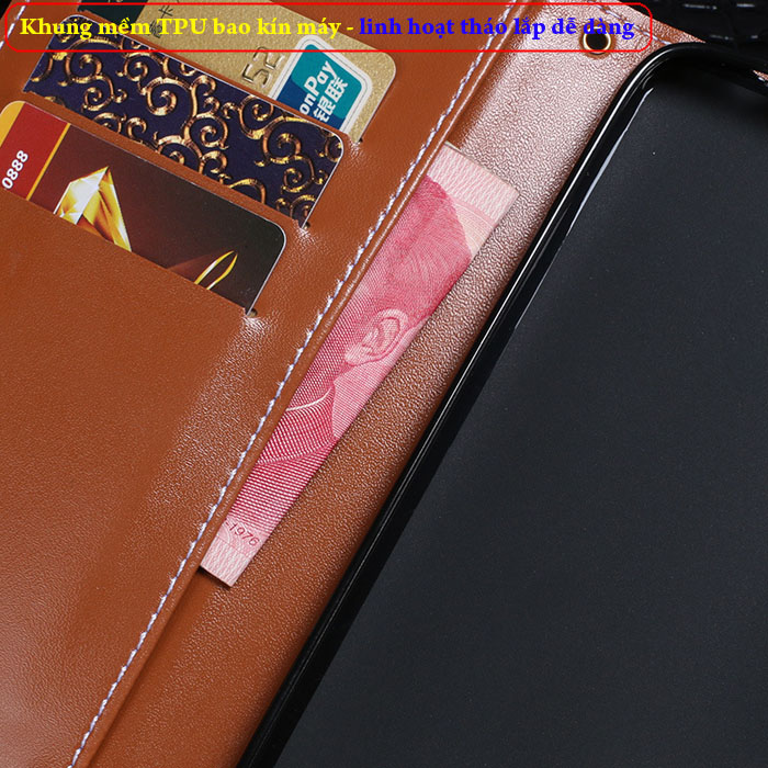 Bao da Oppo A53 iDewei Flip Wallet Crocodile vân cá sấu 3