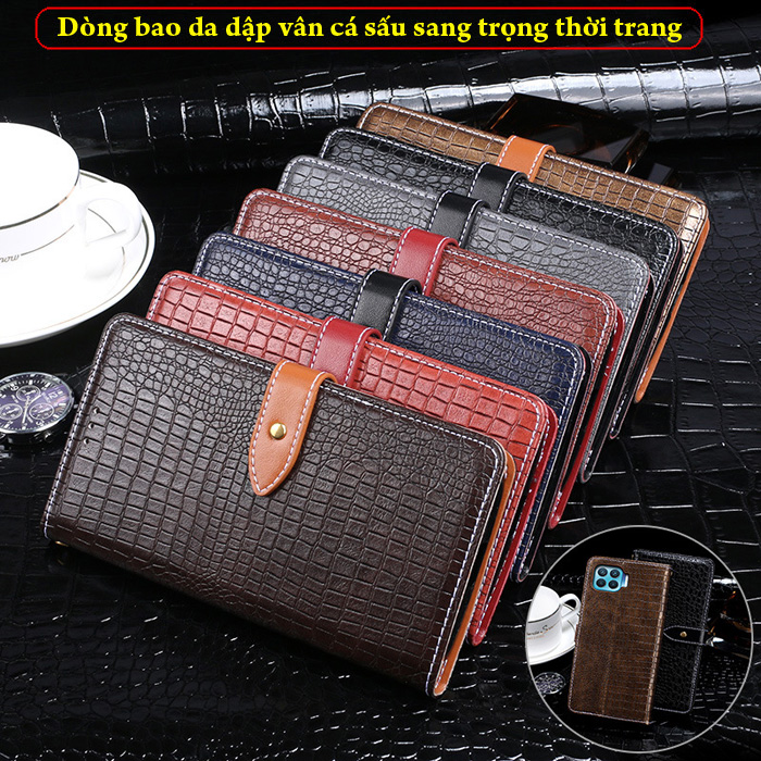 Bao da Oppo A93 iDewei Flip Wallet Crocodile vân cá sấu 1