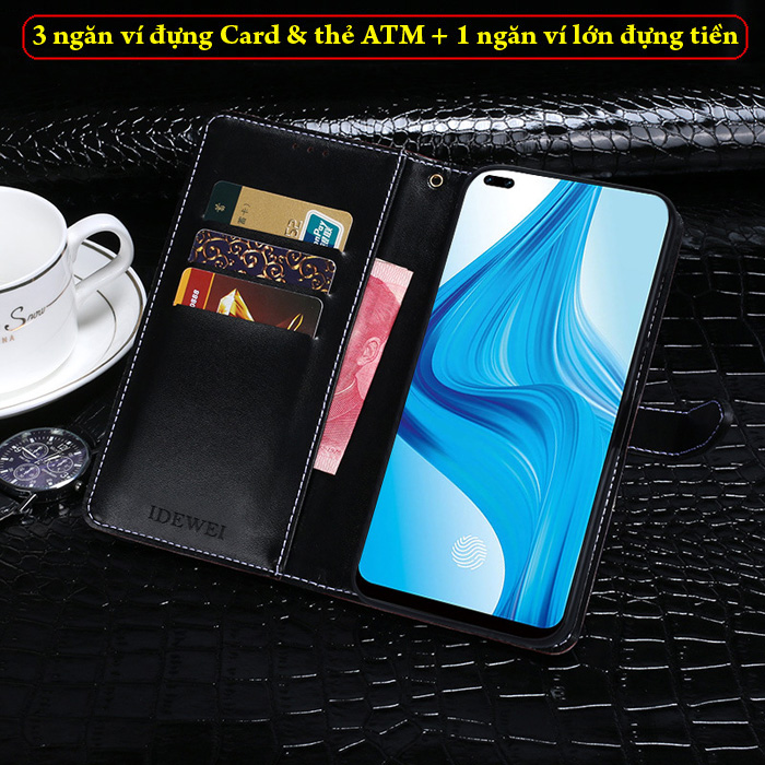 Bao da Oppo A93 iDewei Flip Wallet Crocodile vân cá sấu 2