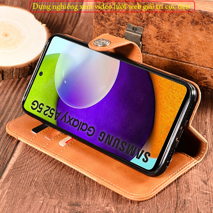 Bao da A52 5G LT Wallet Retro dạng ví - thời trang sang trọng 3