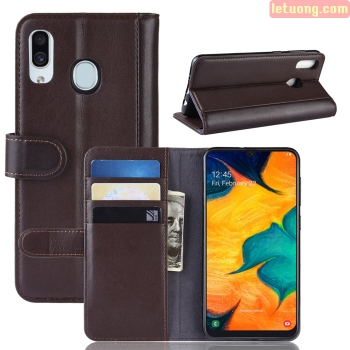 Bao da Galaxy A20 LT Wallet Leather dạng ví siêu bền - siêu êm 5