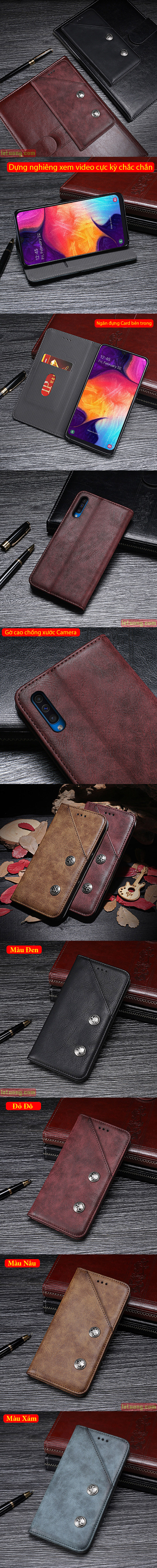 Bao da Galaxy A30sOurhan Vintage Leather Card cổ điển - sang trọng 4