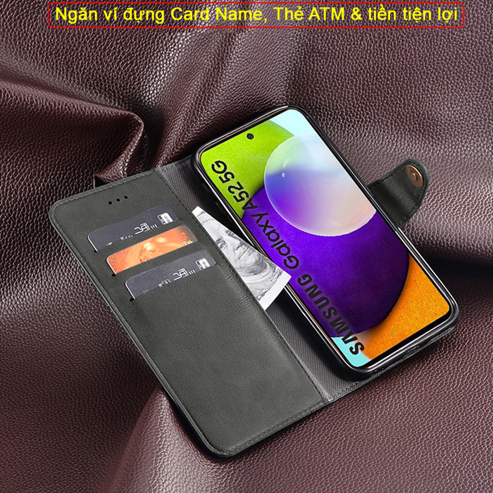 Bao da Galaxy A52 5G iDewei Wallet Vintage Sang Trọng - Cổ điển 4