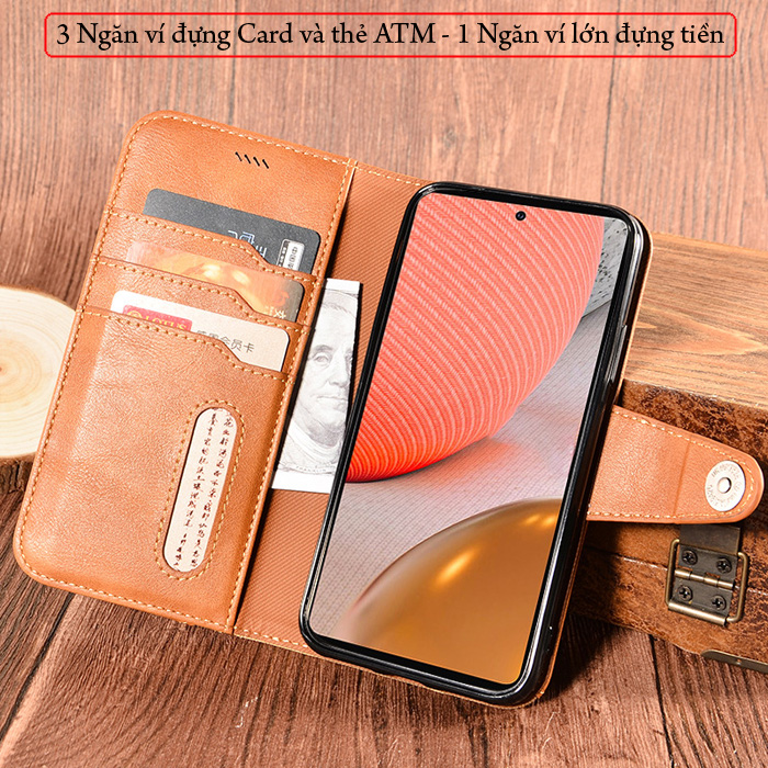 Bao da Galaxy A72 5G LT Wallet Retro dạng ví - thời trang sang trọng 2