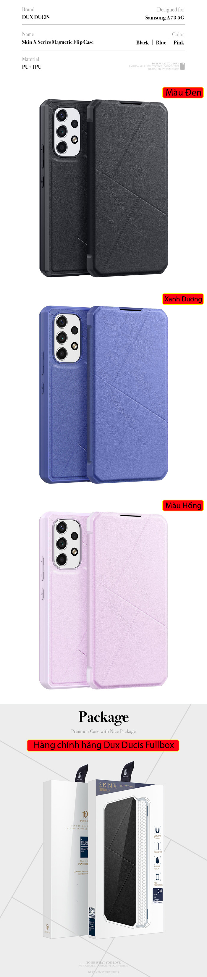 Bao da Galaxy A73 5G Dux Ducis Skin X chống sốc thời trang 3