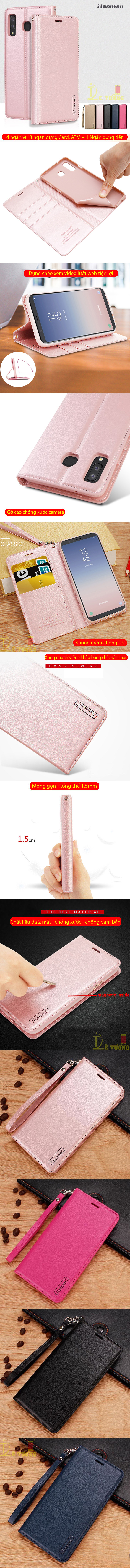 Bao da Galaxy A8 Star Hanman Canvas Diary đa năng + dây đeo thời trang 5