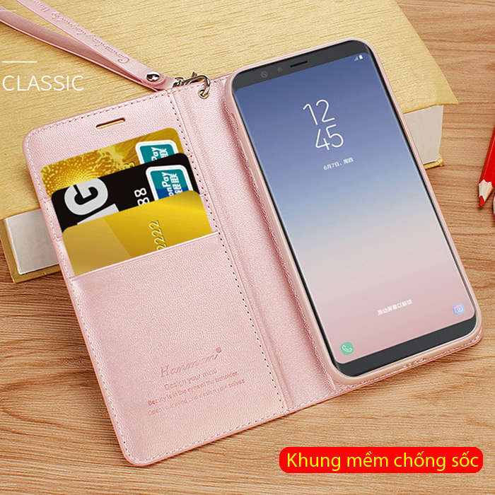 Bao da Galaxy A8 Star Hanman Canvas Diary đa năng + dây đeo thời trang 2