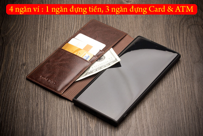 Bao da Galaxy Note 10 Plus Qialino Classic Leather Wallet da thật Hanmade 3