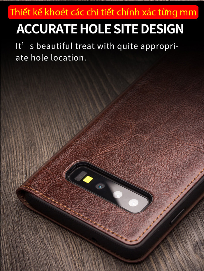 Bao da Galaxy S10 Plus Qialino Classic Leather Wallet da thật Hanmade 3