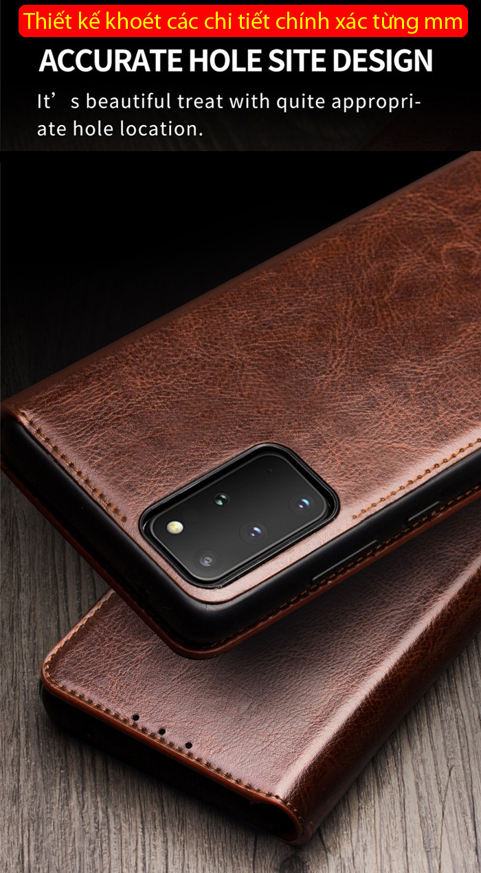 Bao da Galaxy S20 Plus Qialino Classic Leather Wallet da thật Hanmade 3