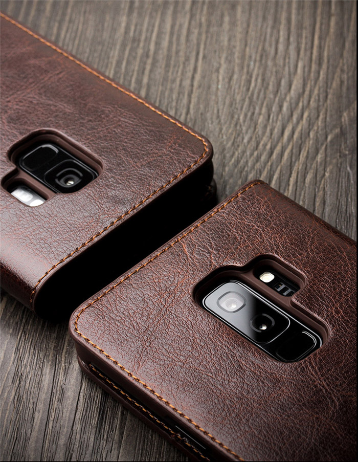 Bao da Galaxy S9 Qialino Classic Leather Wallet da thật Hanmade 4