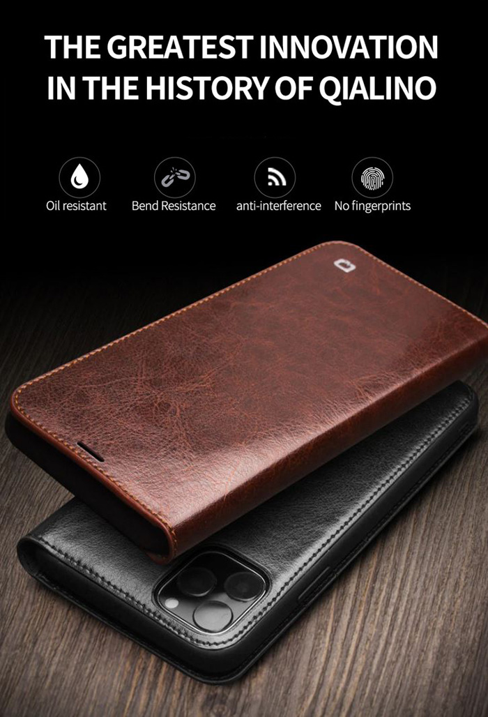 Bao da iPhone 11 Pro Qialino Classic Leather Hanmade da thật 1