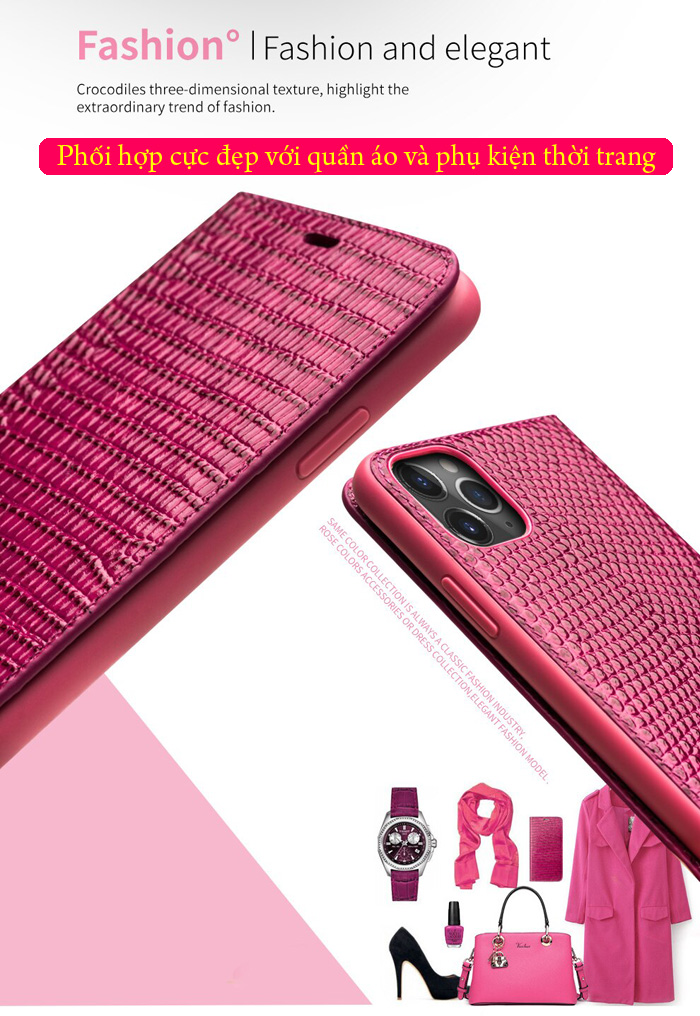 Bao da iPhone 11 Pro Qialino Crocodile Hanmade da thật 1