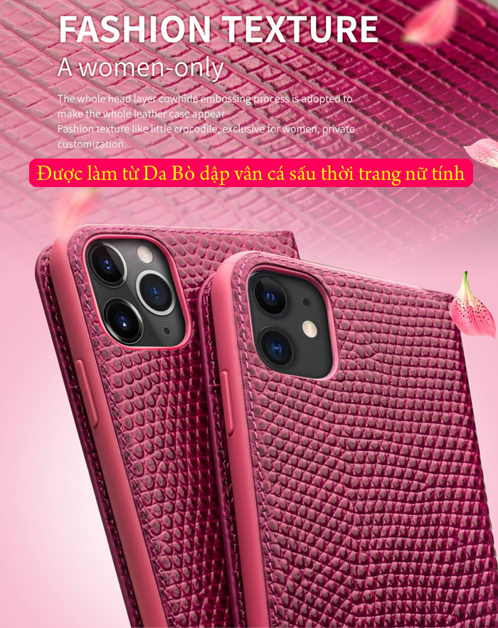 Bao da iPhone 11 Pro Qialino Crocodile Hanmade da thật 2