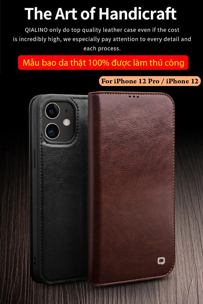 Bao da iPhone 12 / 12 Pro Qialino Classic Leather Hanmade da thật 1