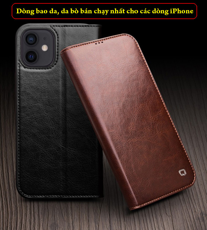 Bao da iPhone 12 / 12 Pro Qialino Classic Leather Hanmade da thật 5