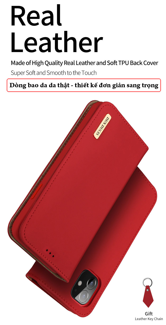 Bao da iPhone 12 Mini Dux Ducis Wish Genuine Leather Vintage cổ điển 1