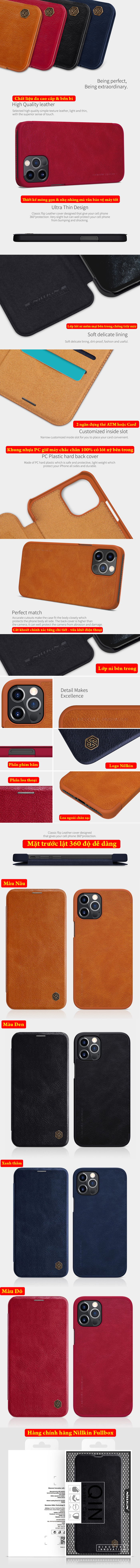 Bao da iPhone 12 Pro / 12 Nillkin Qin Leather sang trọng - cổ điển 2