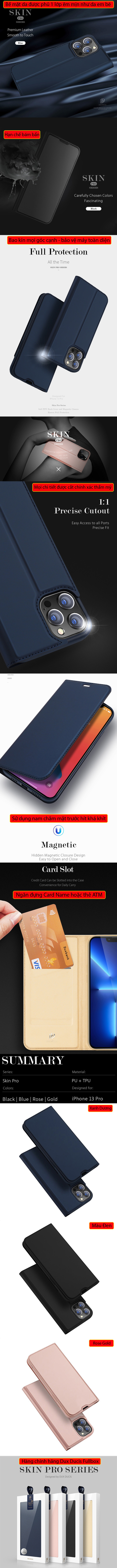 Bao da iPhone 13 Pro / iPhone 13 Dux Ducis Skin Siêu mỏng êm mềm mịn 1