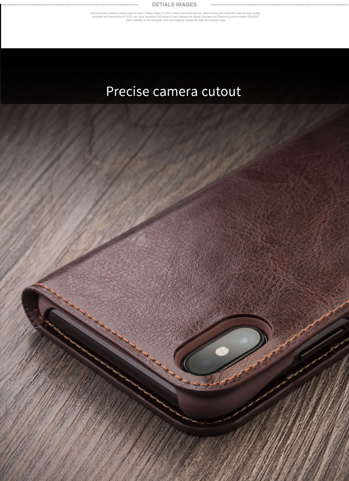 Bao da Iphone X ( Iphone 10 ) Qialino Classic Leather Hanmade 2