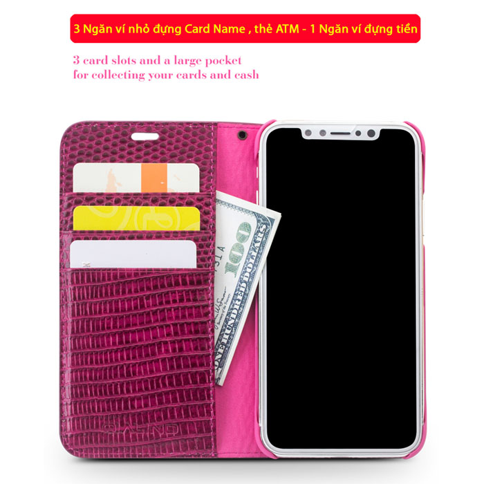 Bao da Iphone X ( Iphone 10 ) Qialino Crocodile Hanmade da thật 5