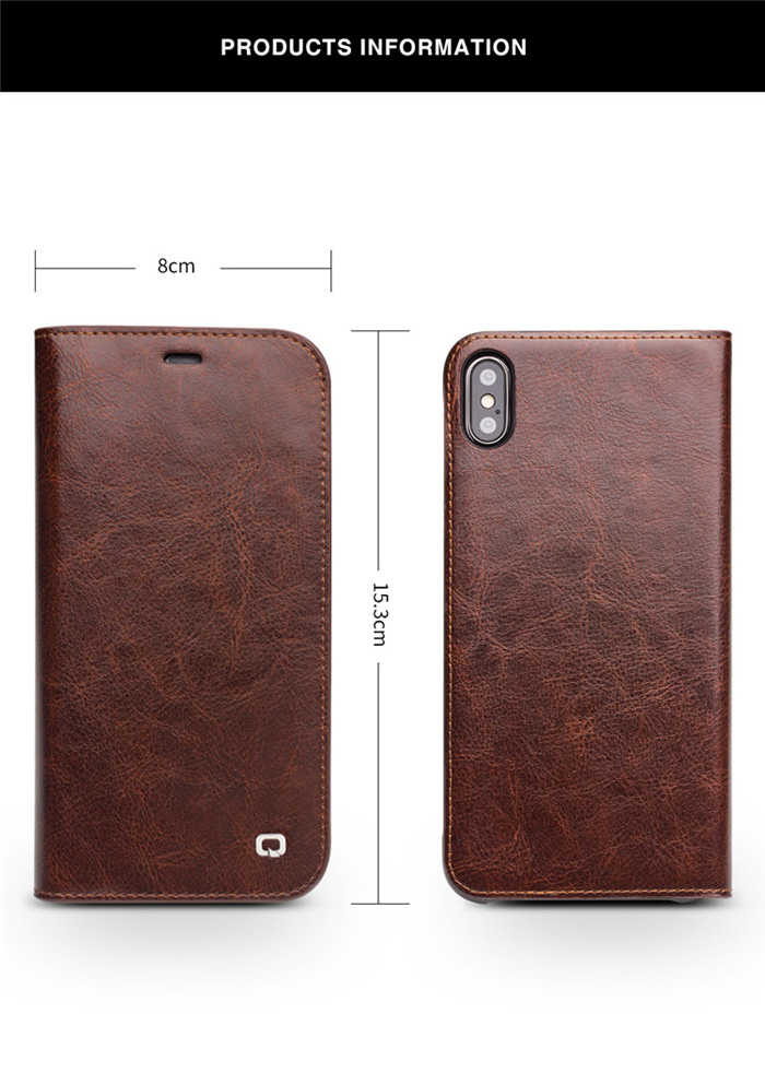 Bao da iPhone Xs Max Qialino Classic Leather Hanmade da thật 8