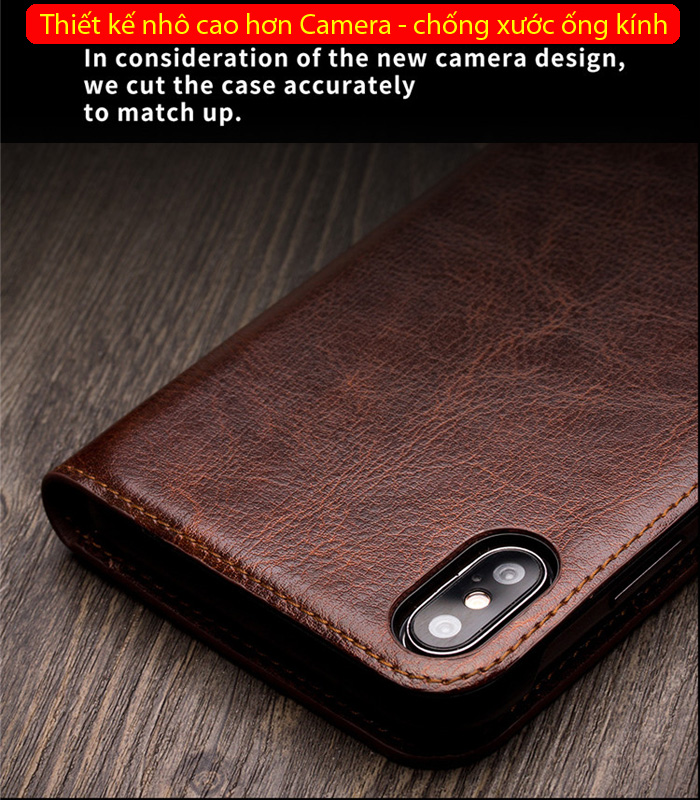 Bao da iPhone Xs Max Qialino Classic Leather Hanmade da thật 4