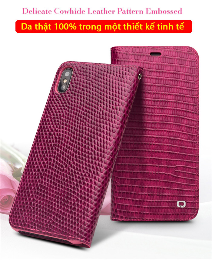 Bao da iPhone Xs Max Qialino Crocodile Hanmade da thật - thời trang 1